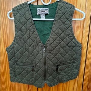 VTG Rhythm Blue Quilted Vest In Olive Green
